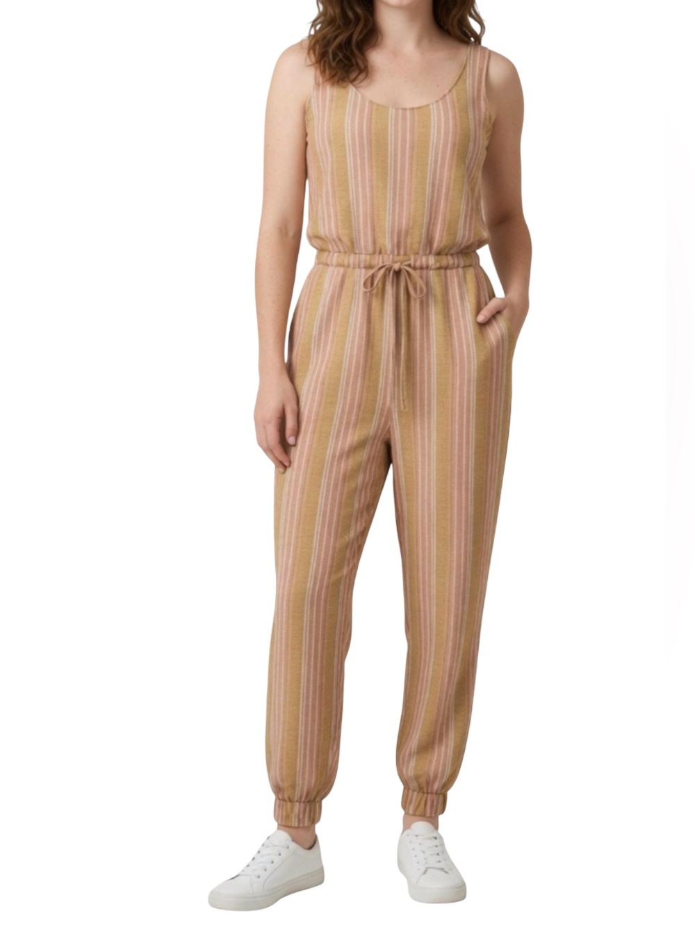 Drew Anthropologie Stripe Drawstring Sleeveless Jumpsuit Sm NWT